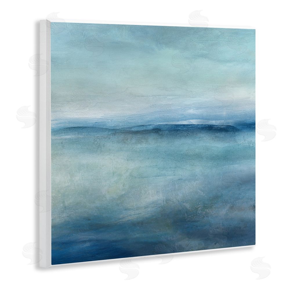 Carol Robinson Misty Blue Coastal Horizon Wooden Wall Plaque Art Print
