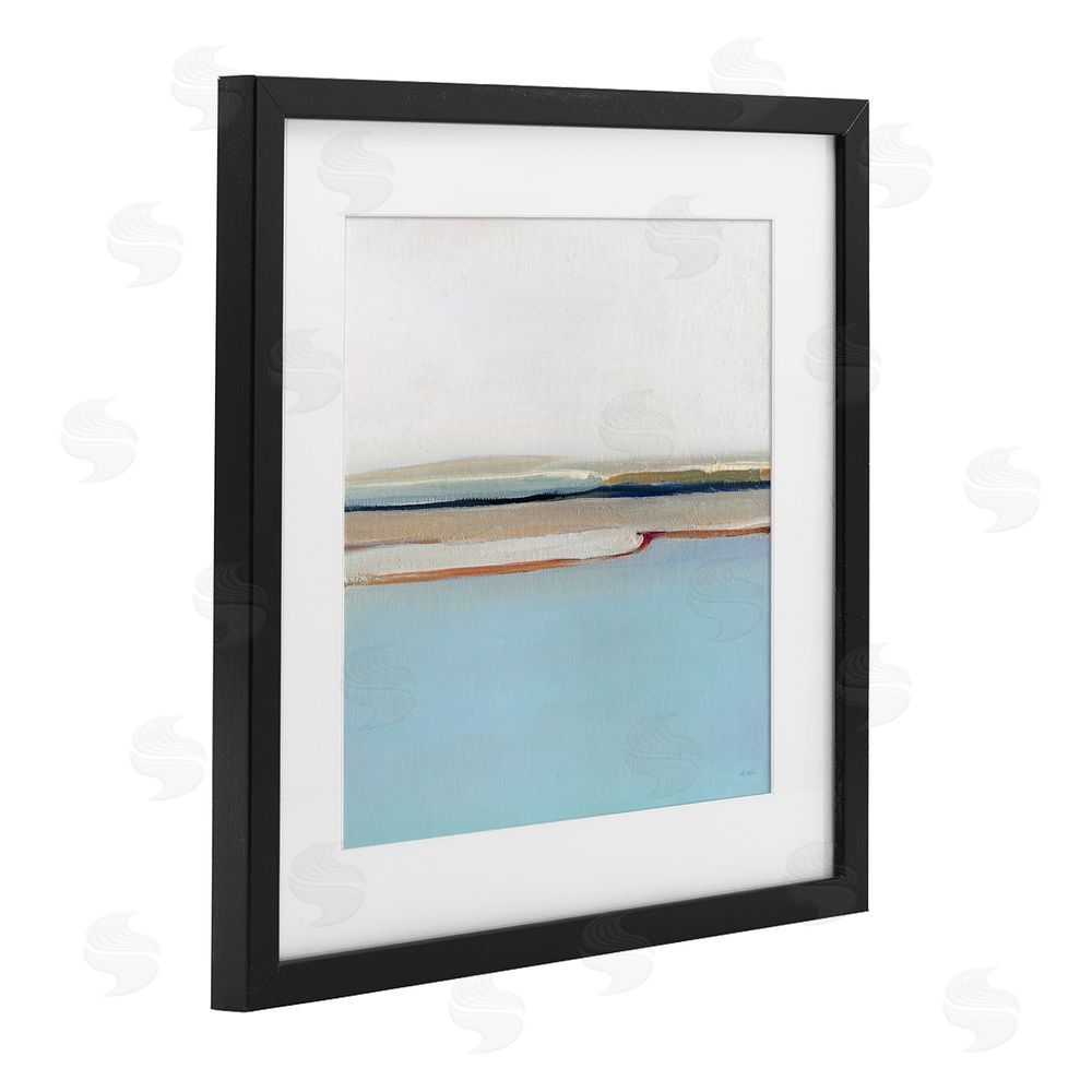Sally Swatland Serene Minimal Shoreline at Dawn Black Framed Print Under Glass Wall Art