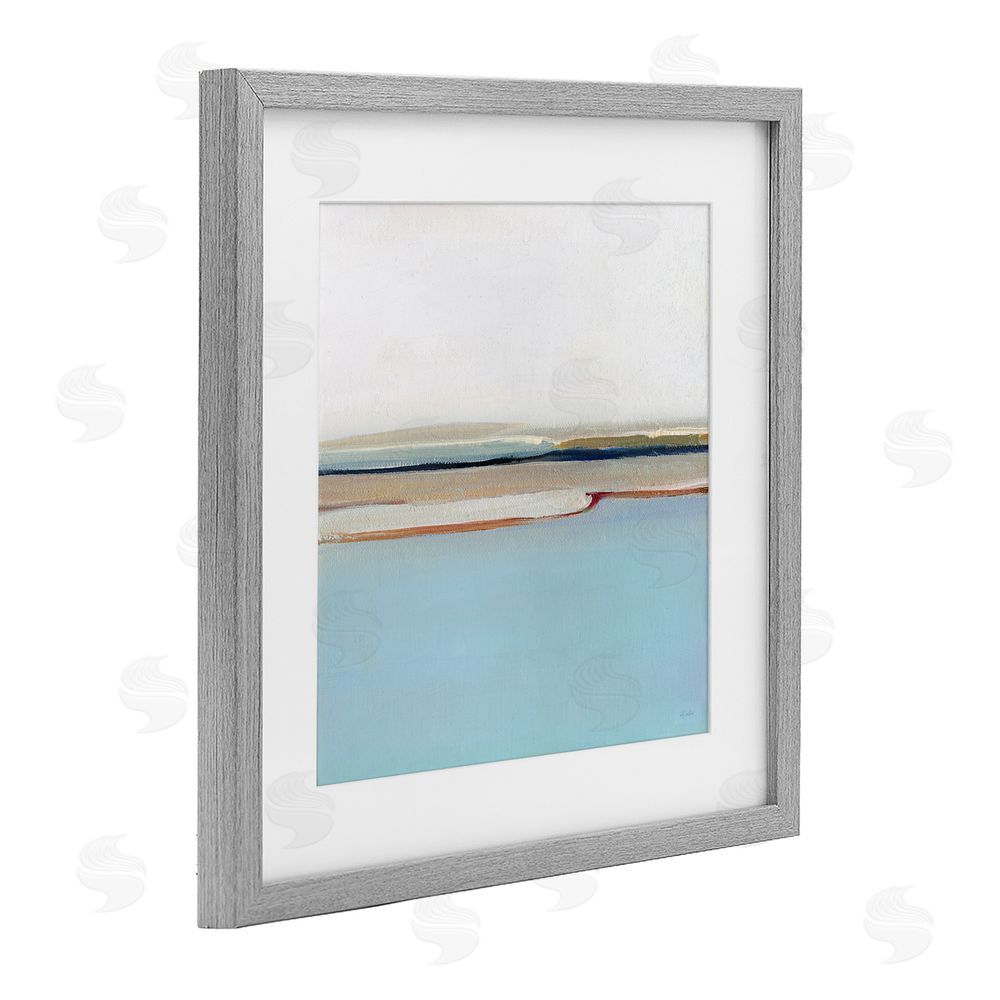 Sally Swatland Serene Minimal Shoreline at Dawn Gray Framed Print Under Glass Wall Art