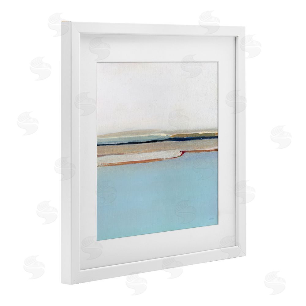 Sally Swatland Serene Minimal Shoreline at Dawn White Framed Print Under Glass Wall Art