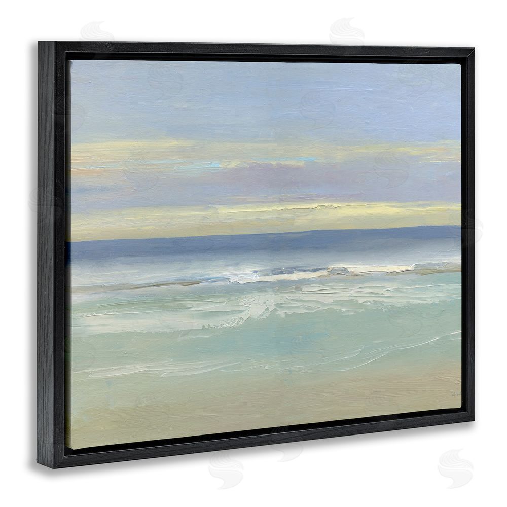 Sally Swatland Tranquil Coastal Morning Waves Black Floating Frame Canvas Wall Art Print