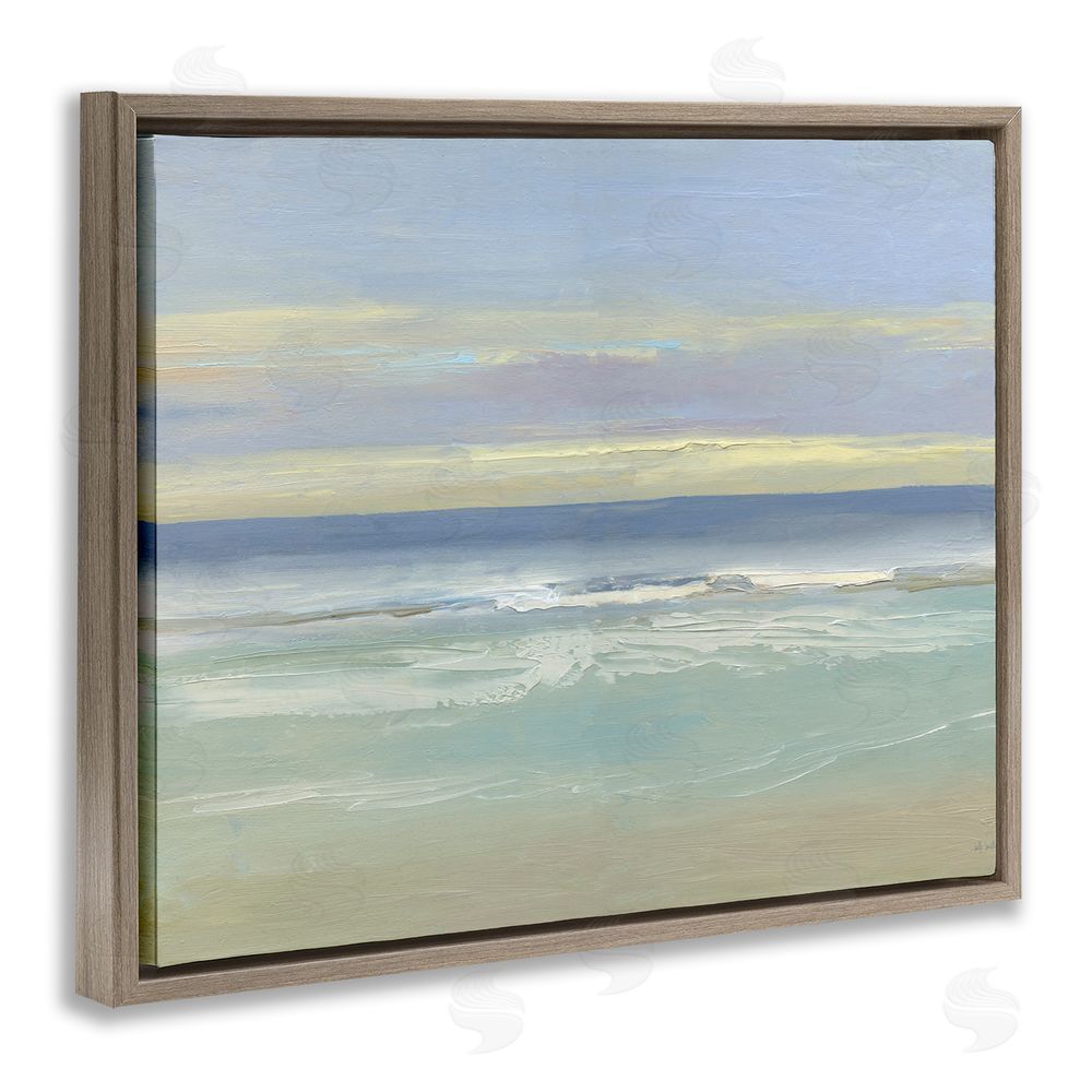 Sally Swatland Tranquil Coastal Morning Waves Brown Floating Frame Canvas Wall Art Print