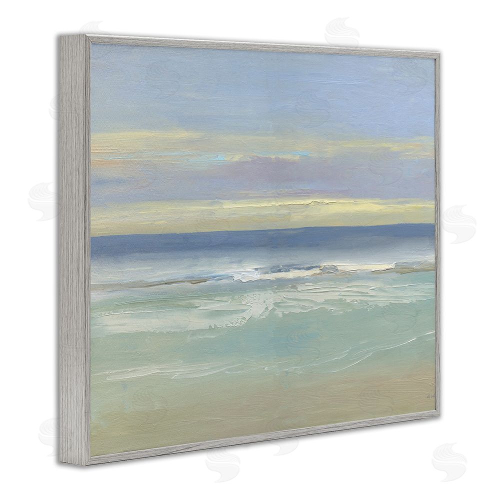 Sally Swatland Tranquil Coastal Morning Waves Gray Framed Giclee Wall Art Print