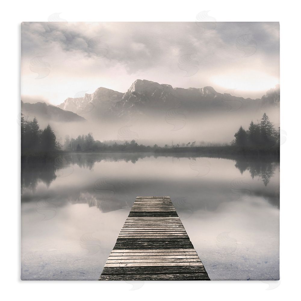 Irene Weisz Calm Reflective Waters & Mountains Stretched Canvas Wall Art Print