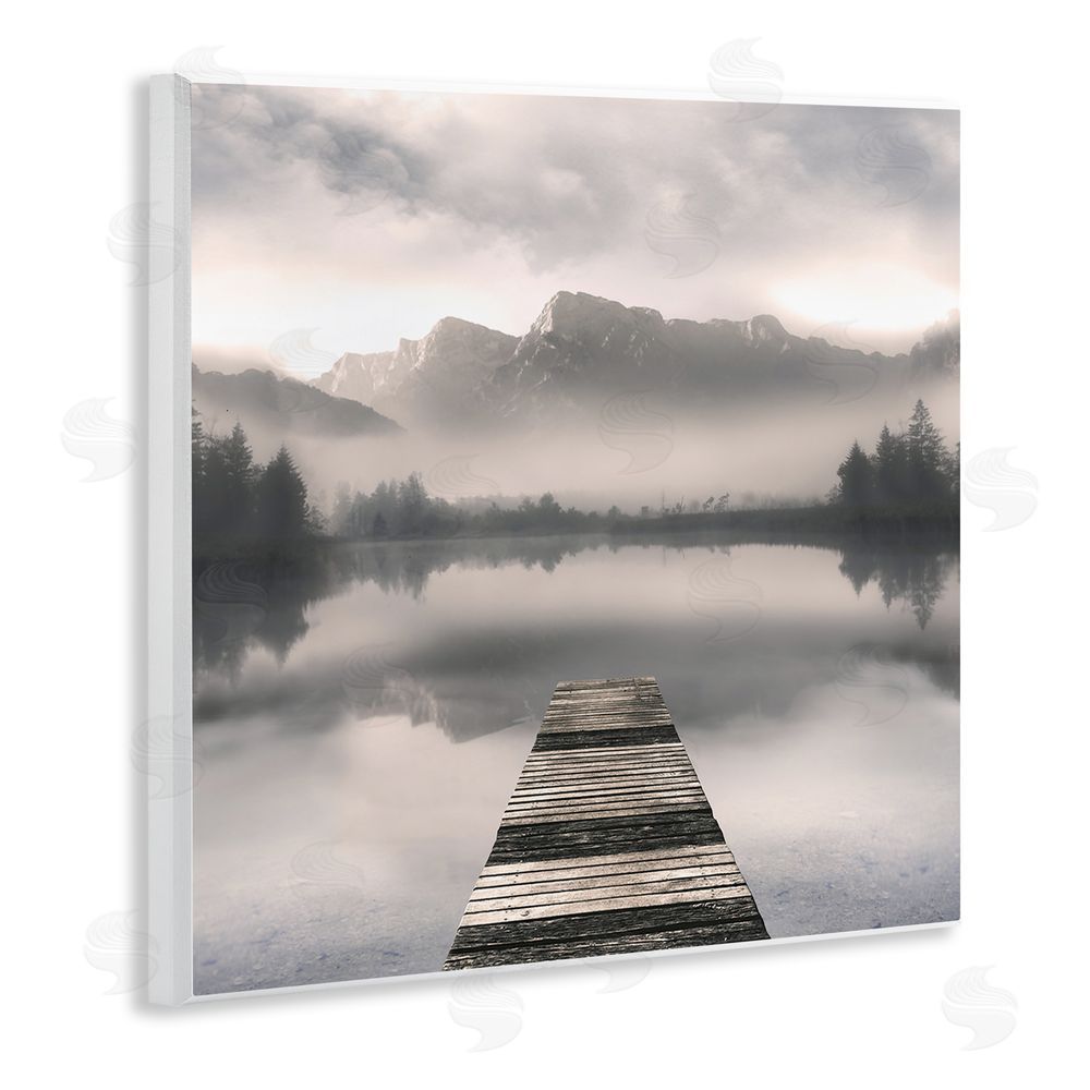 Irene Weisz Calm Reflective Waters & Mountains Wooden Wall Plaque Art Print