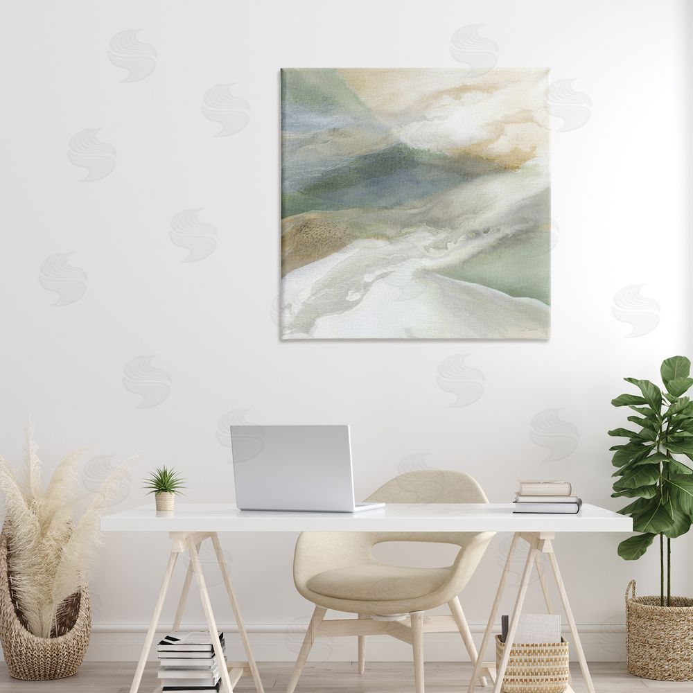 Carol Robinson Serene Mist Over Rolling Fields Stretched Canvas Wall Art in Room