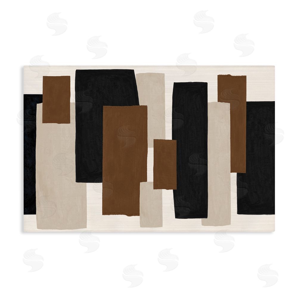 Janet Tava Minimal Vertical Blocks in Earth Tones Stretched Canvas Wall Art Print