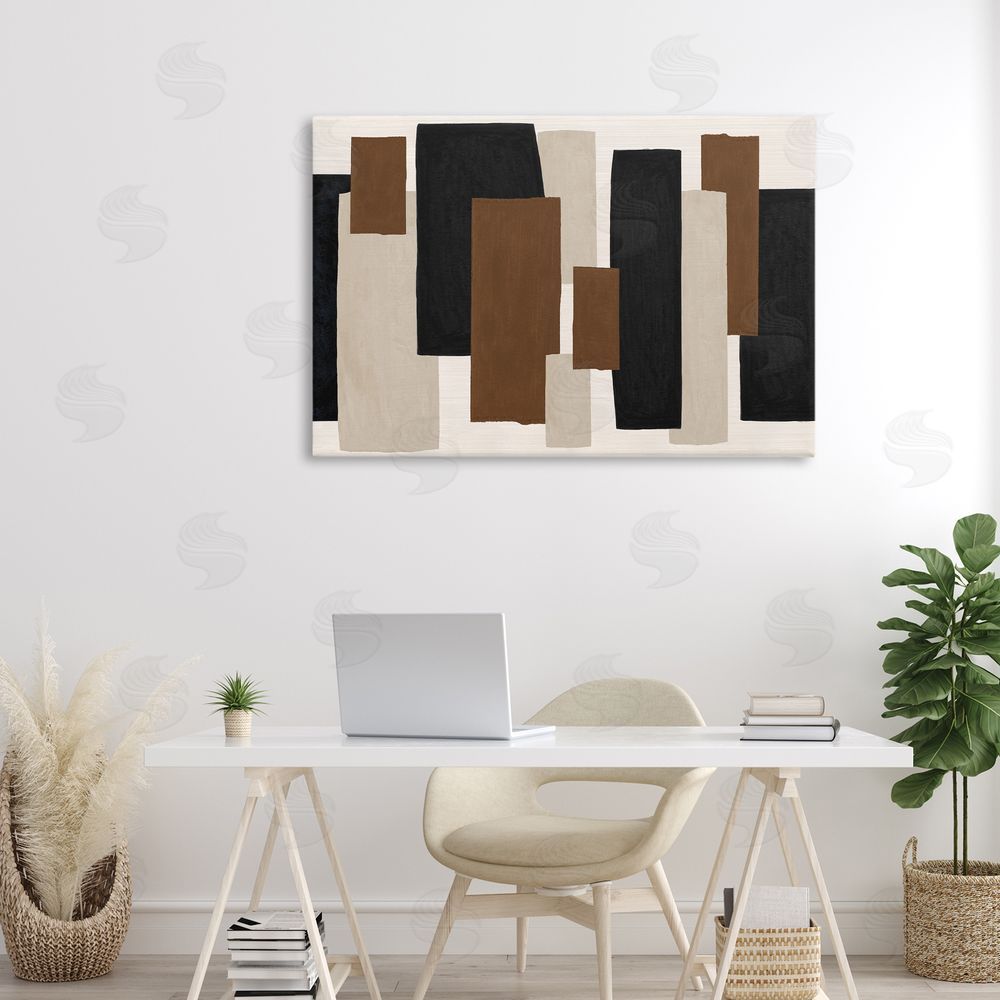 Janet Tava Minimal Vertical Blocks in Earth Tones Stretched Canvas Wall Art in Room