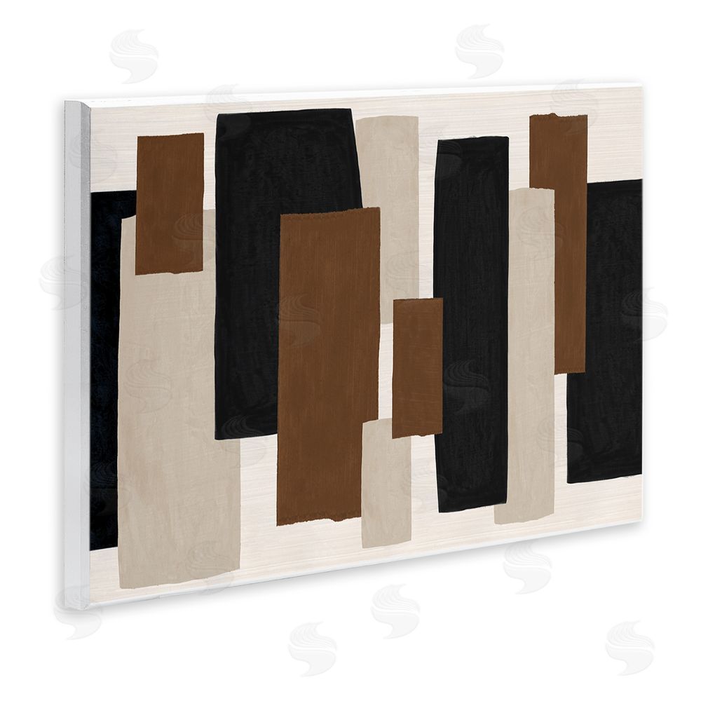 Janet Tava Minimal Vertical Blocks in Earth Tones Wooden Wall Plaque Art Print