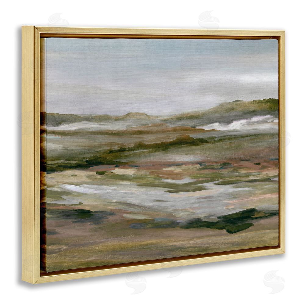 Carol Robinson Natural Meadow Abstract Horizon Gold Floating Frame Canvas Wall Art Print