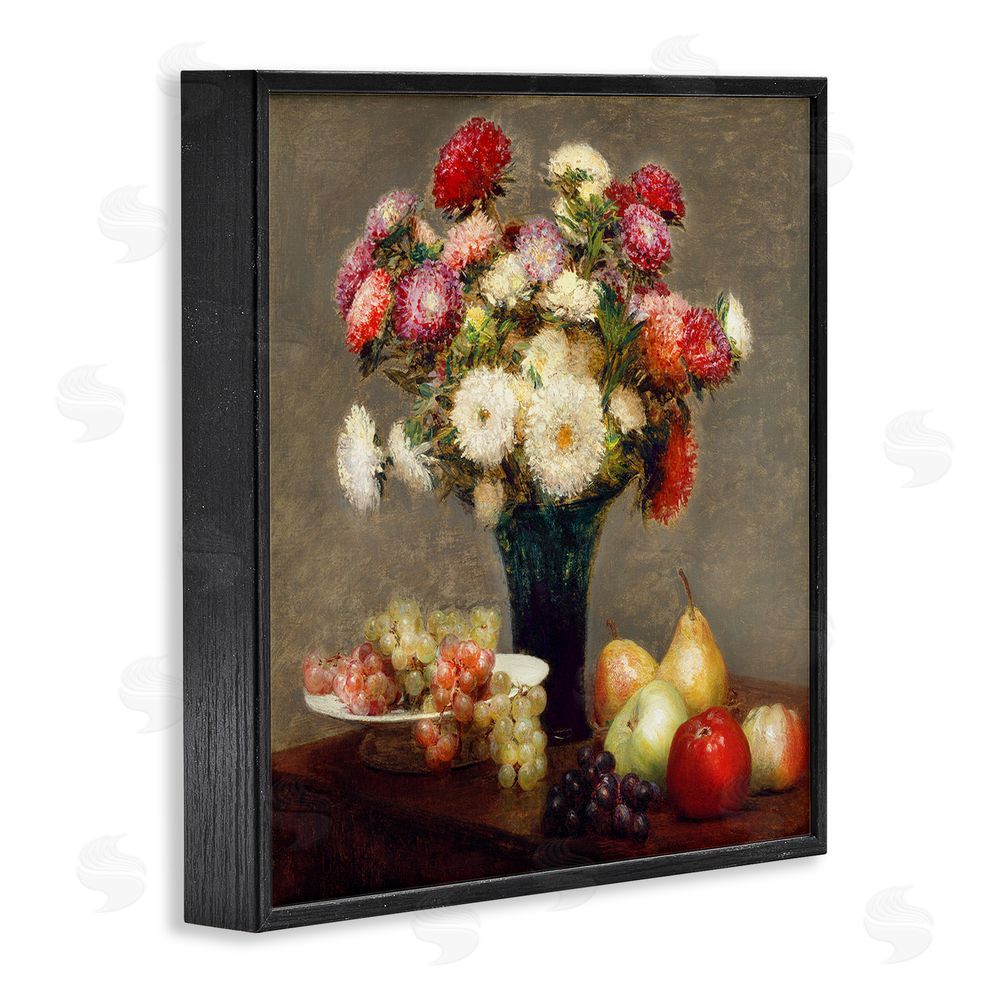 CAD Designs Fruit & Asters Still Life Black Framed Giclee Wall Art Print