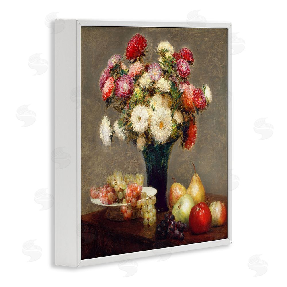 CAD Designs Fruit & Asters Still Life White Framed Giclee Wall Art Print