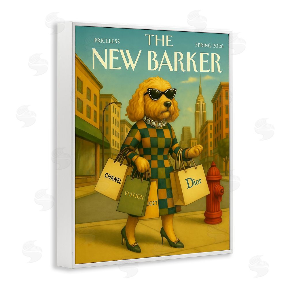 Grotto Studios New Barker Dog Magazine White Framed Giclee Wall Art Print