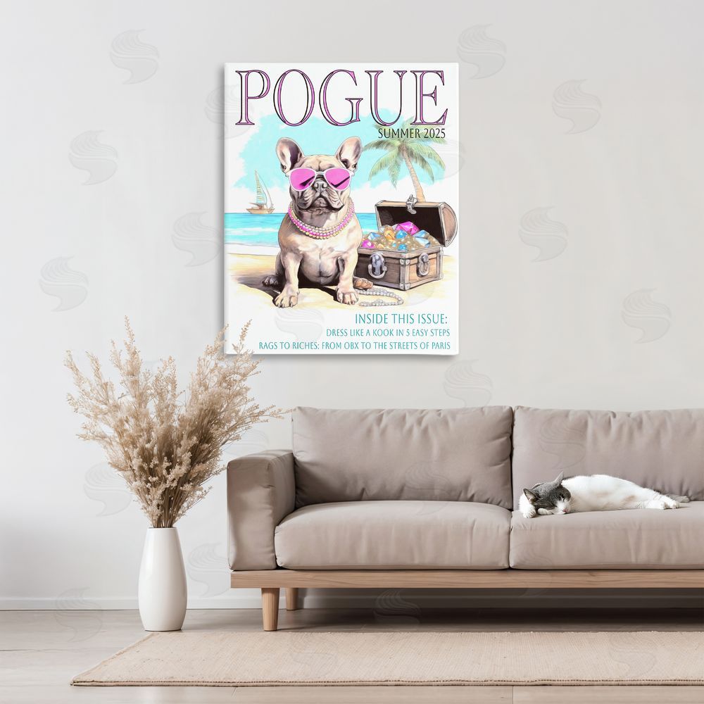Grotto Studios Pogue Summer Dog Fashion Stretched Canvas Wall Art in Room