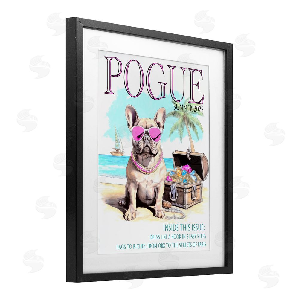 Grotto Studios Pogue Summer Dog Fashion Black Framed Print Under Glass Wall Art