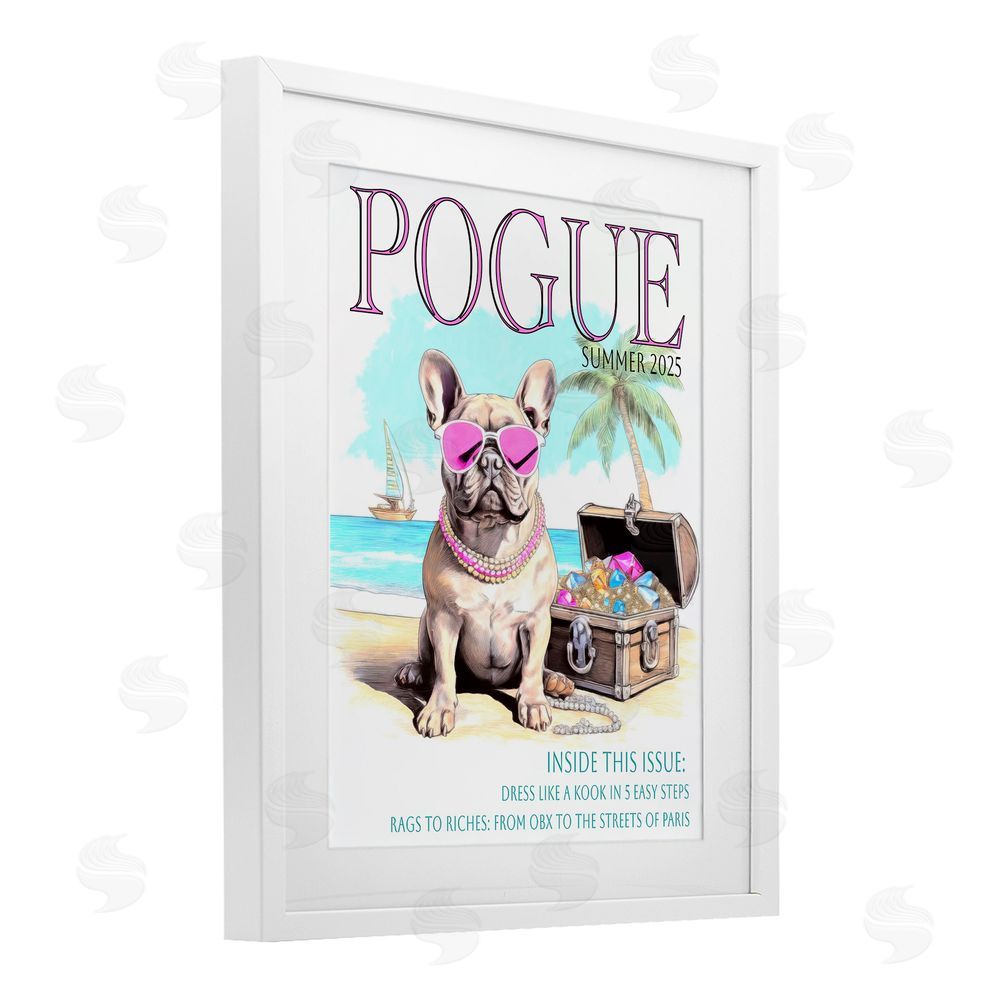 Grotto Studios Pogue Summer Dog Fashion White Framed Print Under Glass Wall Art
