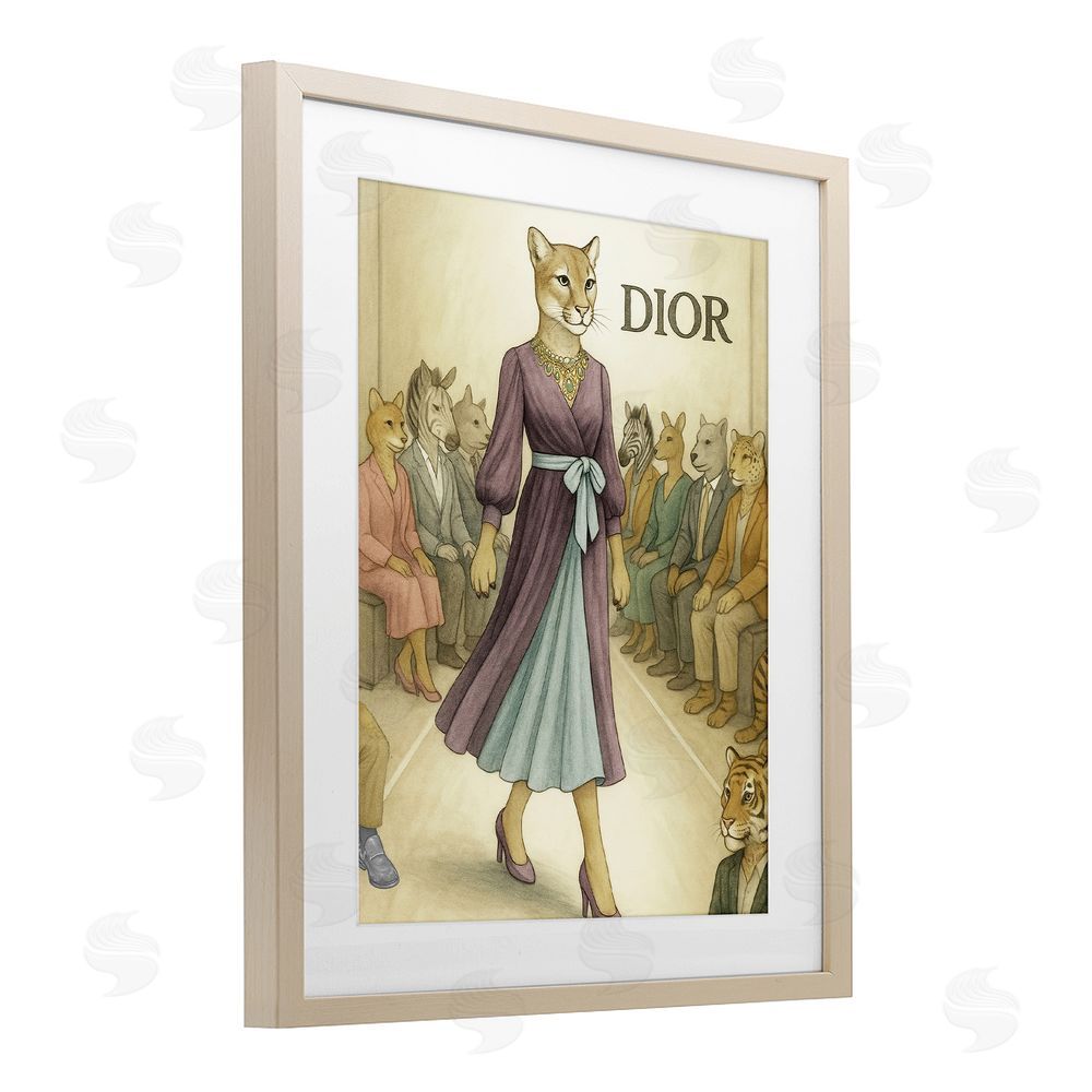 Grotto Studios Fashion Runway Cougar Birch Framed Print Under Glass Wall Art