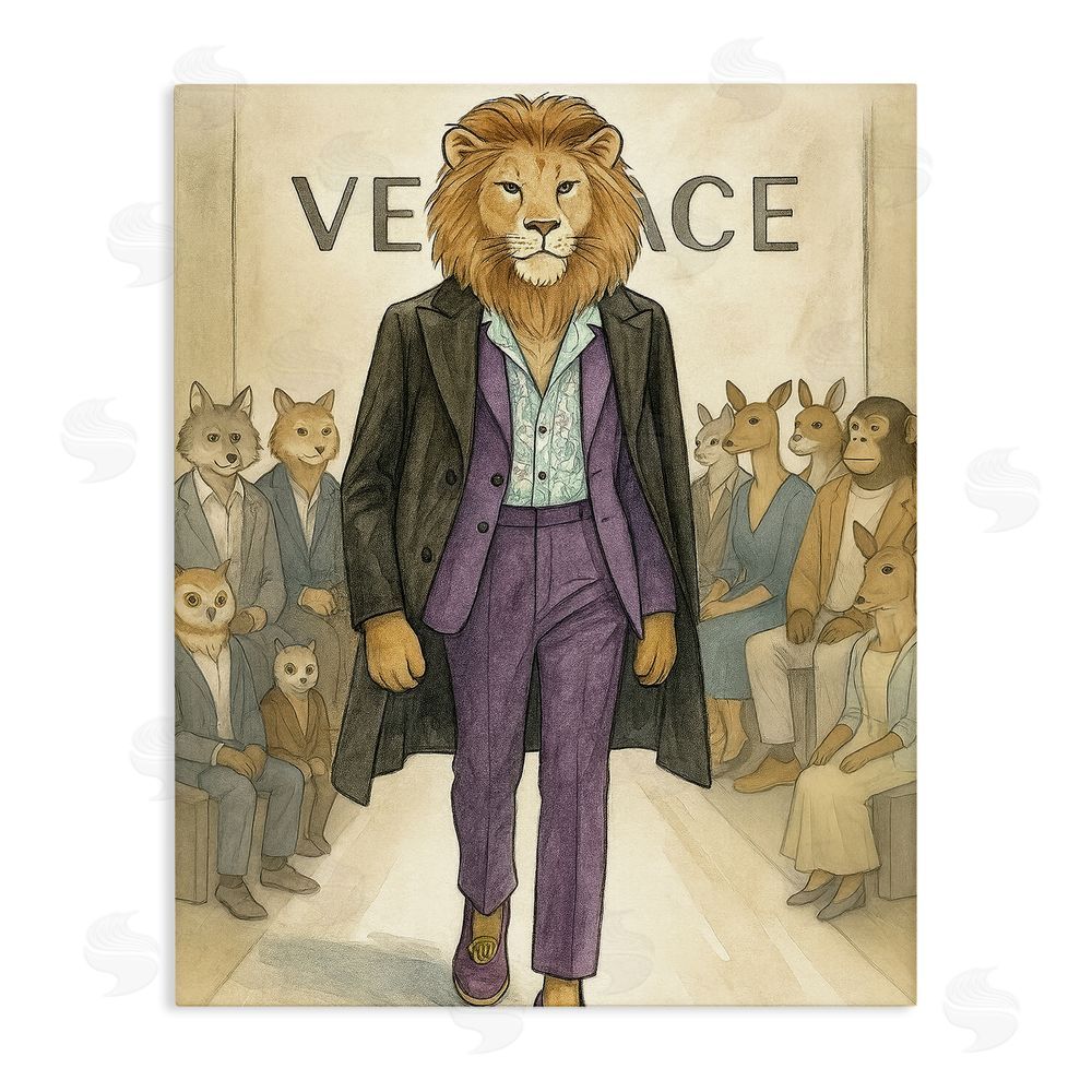 Grotto Studios Fashion Runway Lion Stretched Canvas Wall Art
