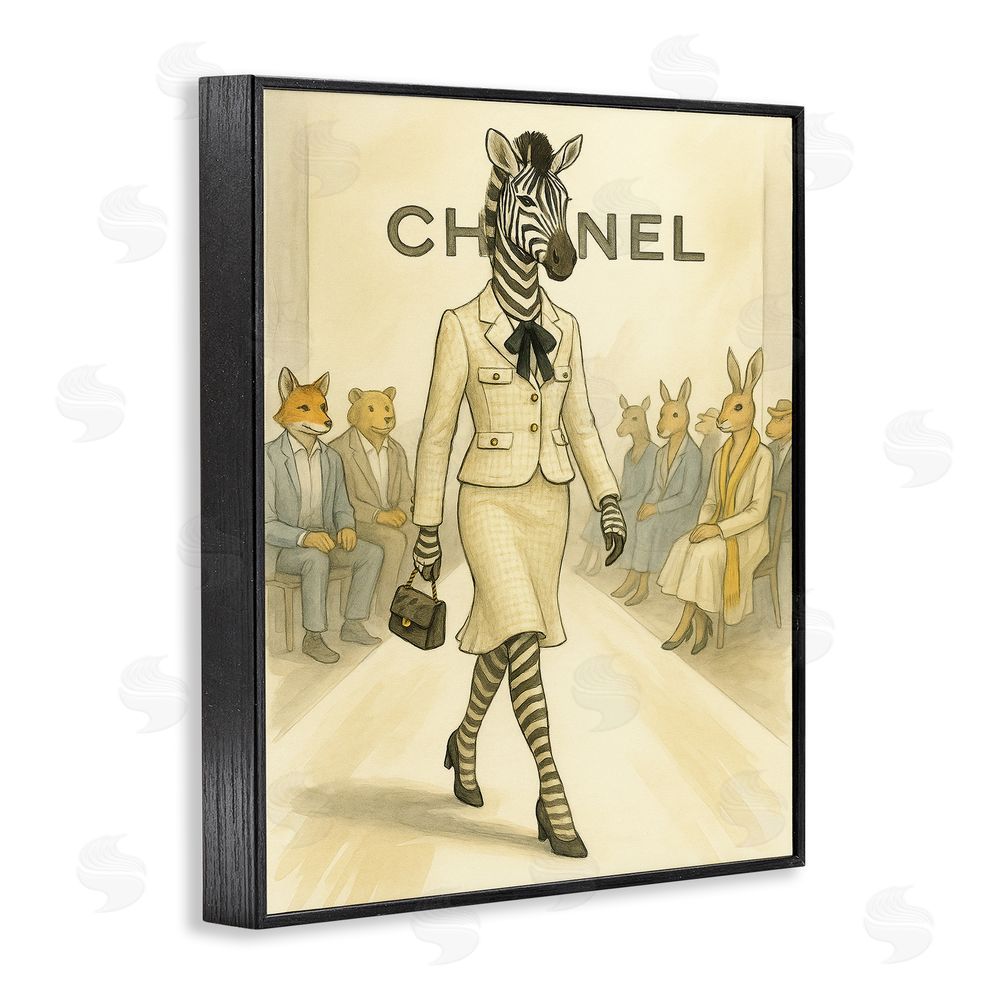 Grotto Studios Fashion Runway Zebra Black Framed Giclee Wall Art Print