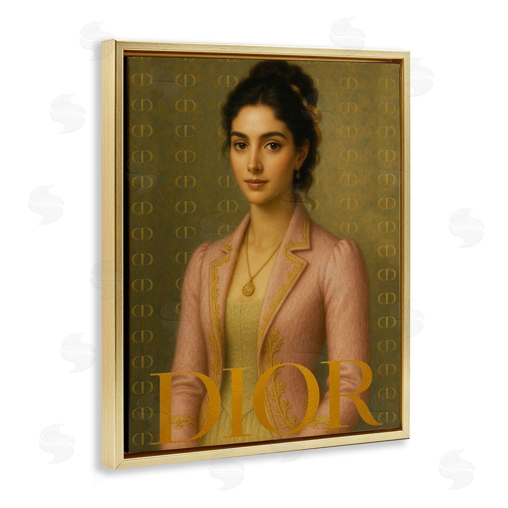 Grotto Studios Iconic Gentlewoman Fashion Gold Floating Frame Canvas Wall Art Print