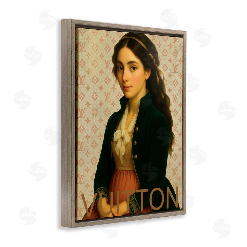 Grotto Studios Glam Gentlewoman in Spring Brown Floating Frame Canvas Wall Art Print