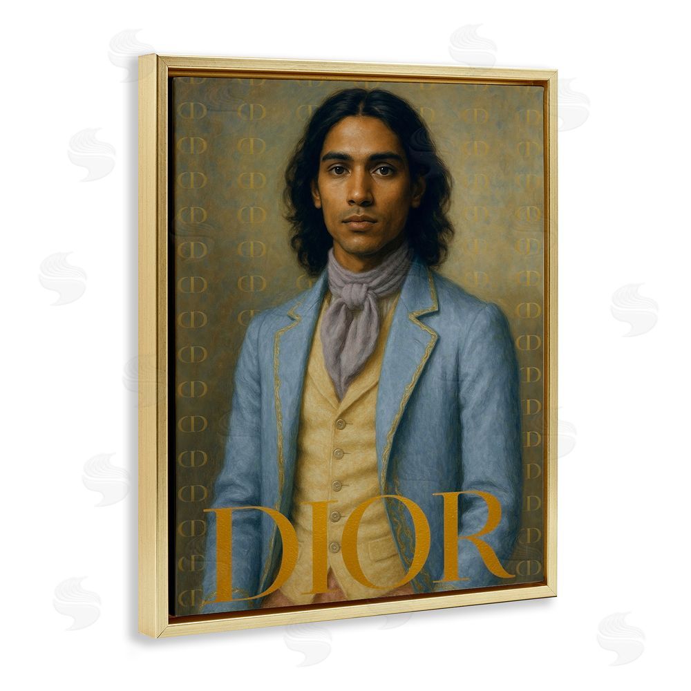 Grotto Studios Iconic Gentleman Fashion Gold Floating Frame Canvas Wall Art Print