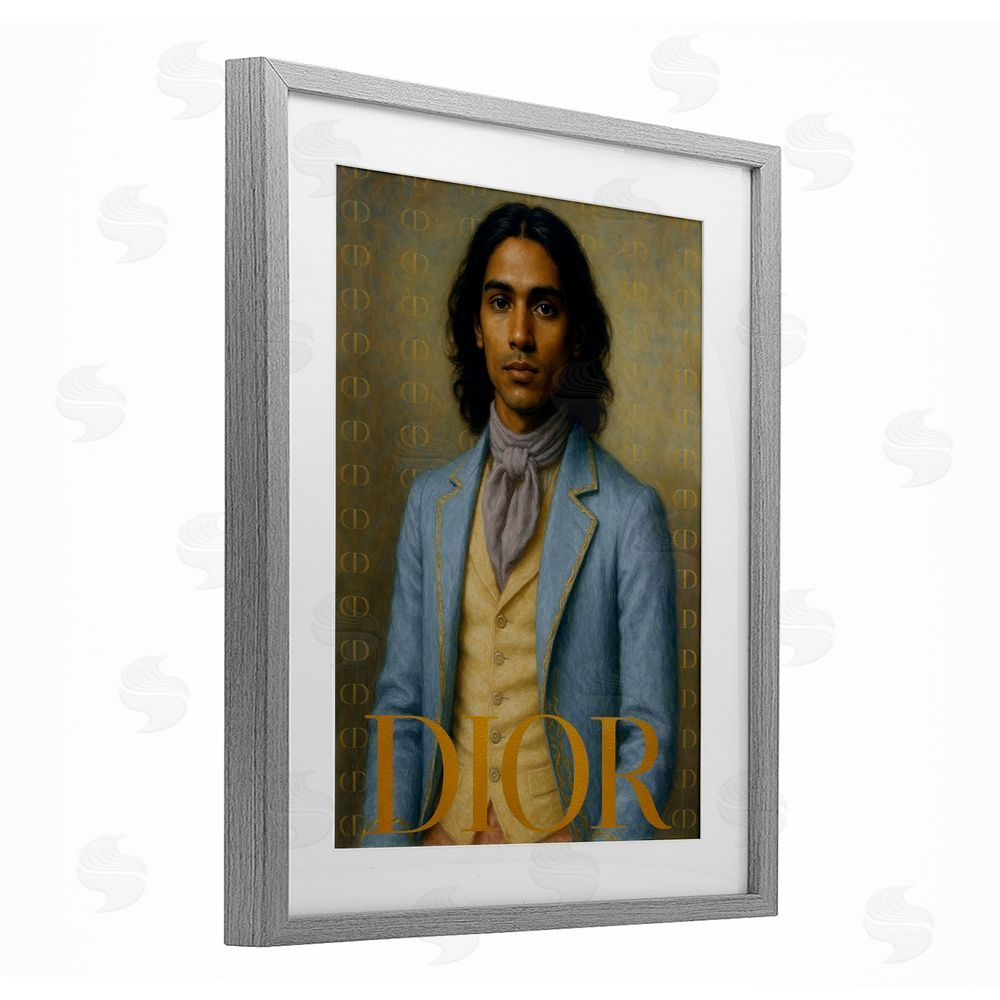 Grotto Studios Iconic Gentleman Fashion Gray Framed Print Under Glass Wall Art