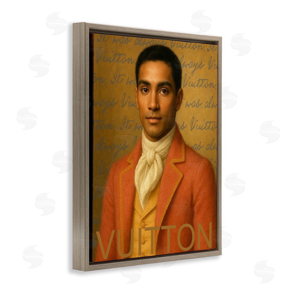 Grotto Studios Vintage Fashion Gent Brown Floating Frame Canvas Wall Art Print