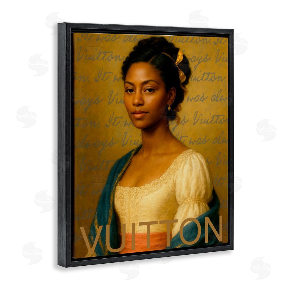Grotto Studios Vintage Fashion Lady Black Floating Frame Canvas Wall Art Print