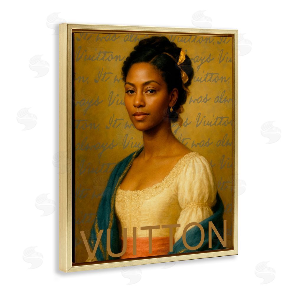 Grotto Studios Vintage Fashion Lady Gold Floating Frame Canvas Wall Art Print