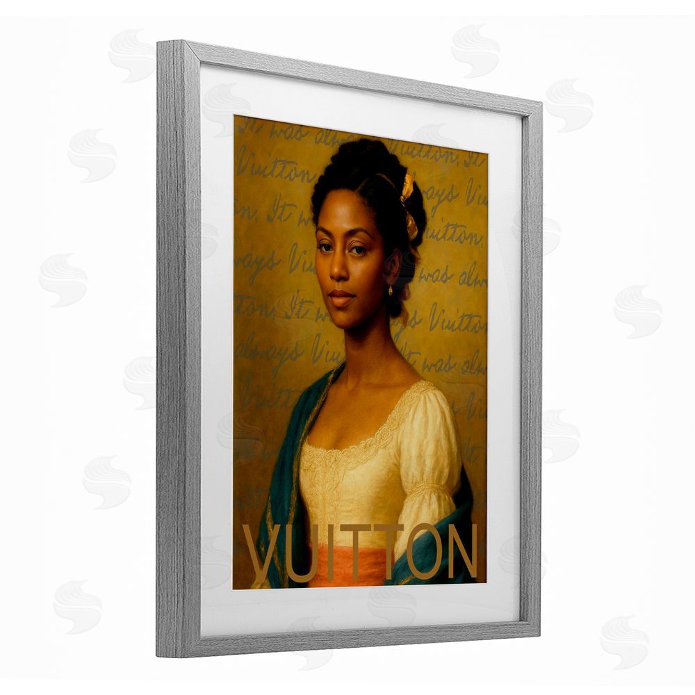 Grotto Studios Vintage Fashion Lady Gray Framed Print Under Glass Wall Art