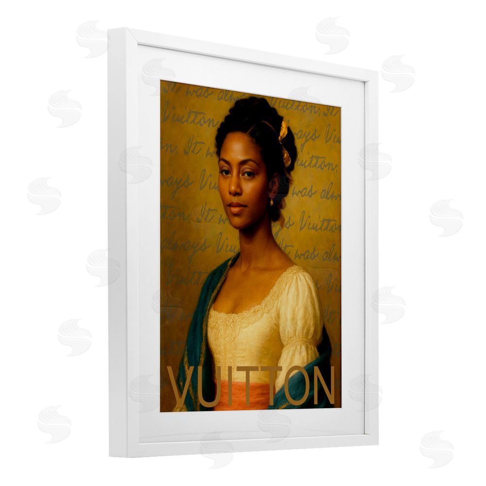 Grotto Studios Vintage Fashion Lady White Framed Print Under Glass Wall Art