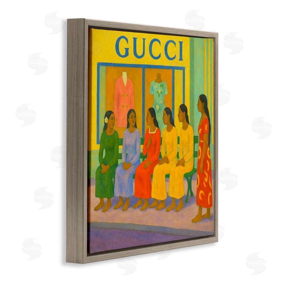 Grotto Studios Gaugin Style Glam Brown Floating Frame Canvas Wall Art Print