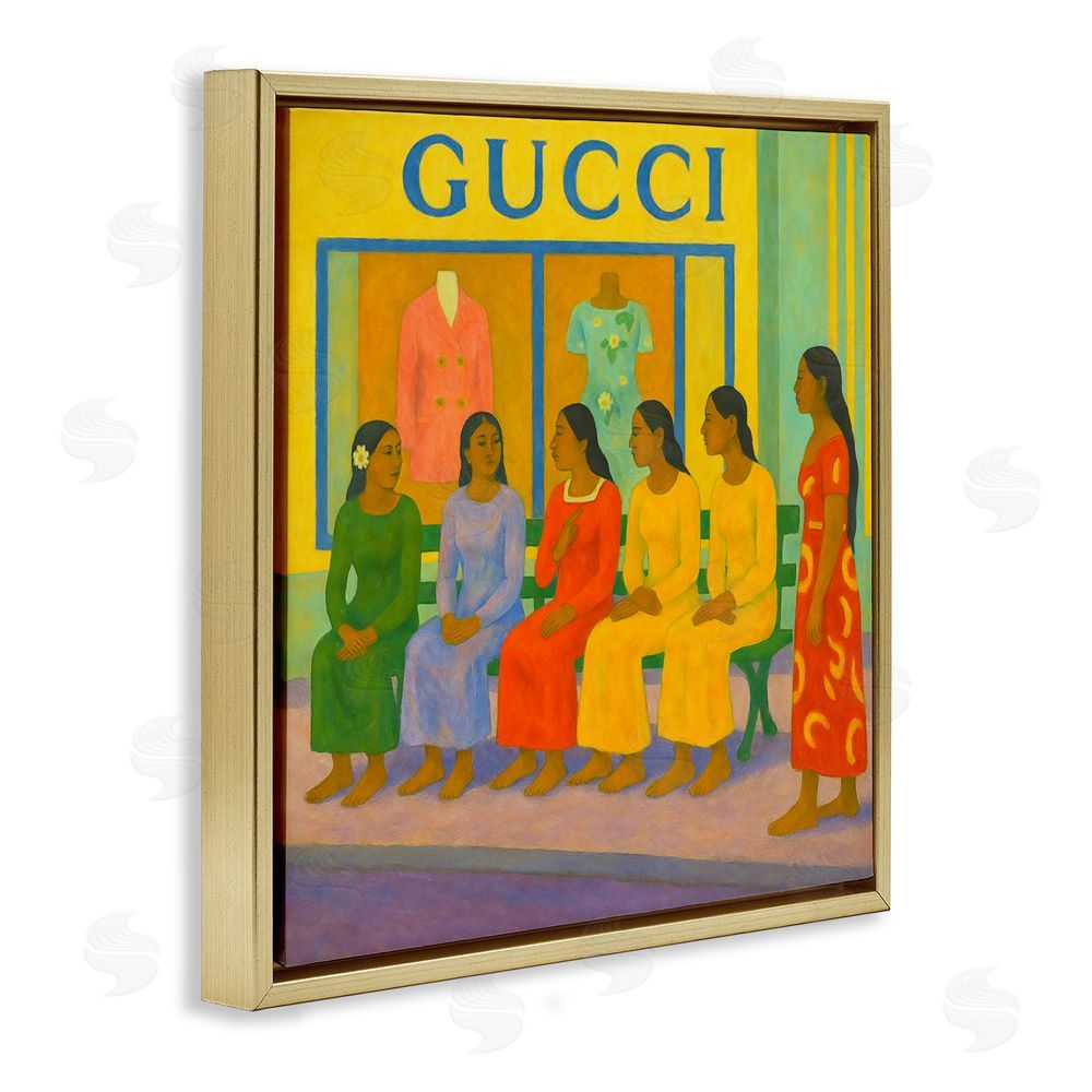 Grotto Studios Gaugin Style Glam Gold Floating Frame Canvas Wall Art Print