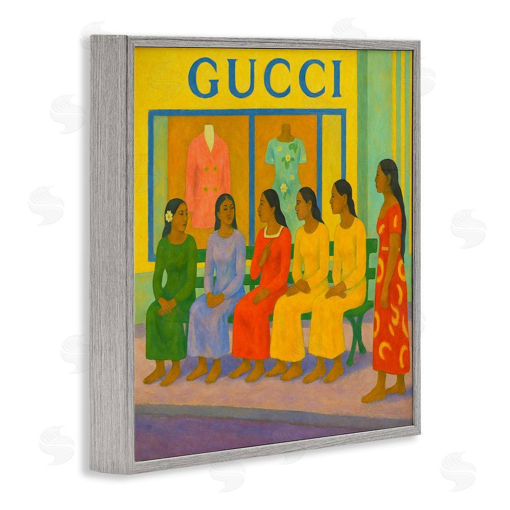 Grotto Studios Gaugin Style Glam Gray Framed Giclee Wall Art Print