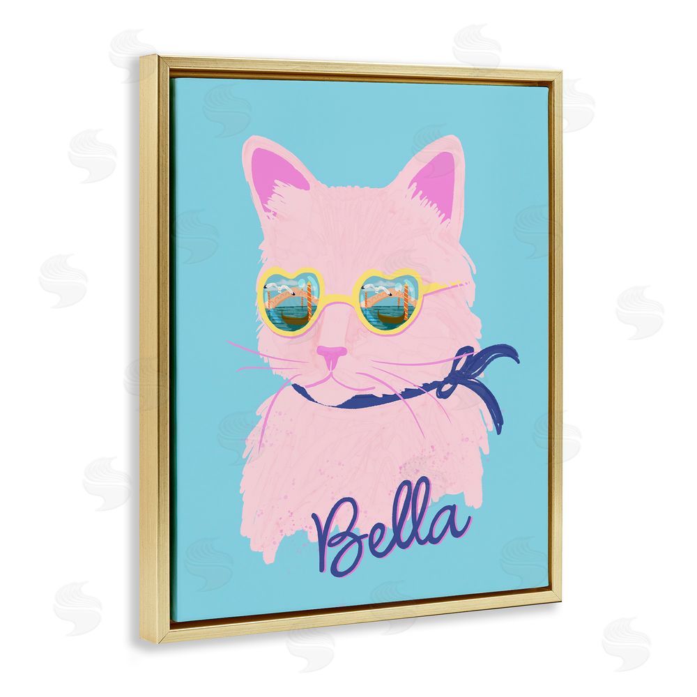 Steffanie Pisula Cool Cat Bella Gold Floating Frame Canvas Wall Art Print