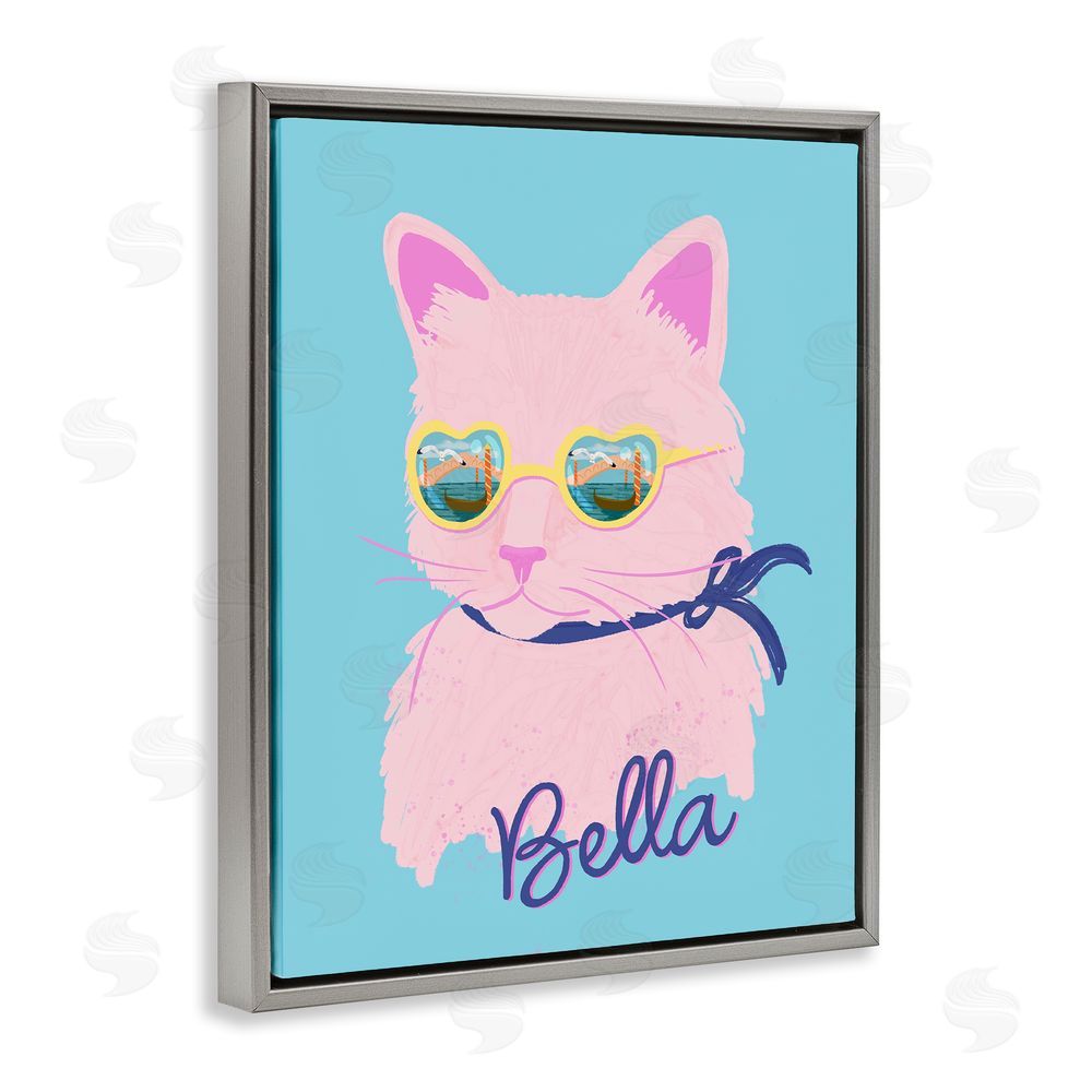 Steffanie Pisula Cool Cat Bella Gray Floating Frame Canvas Wall Art Print