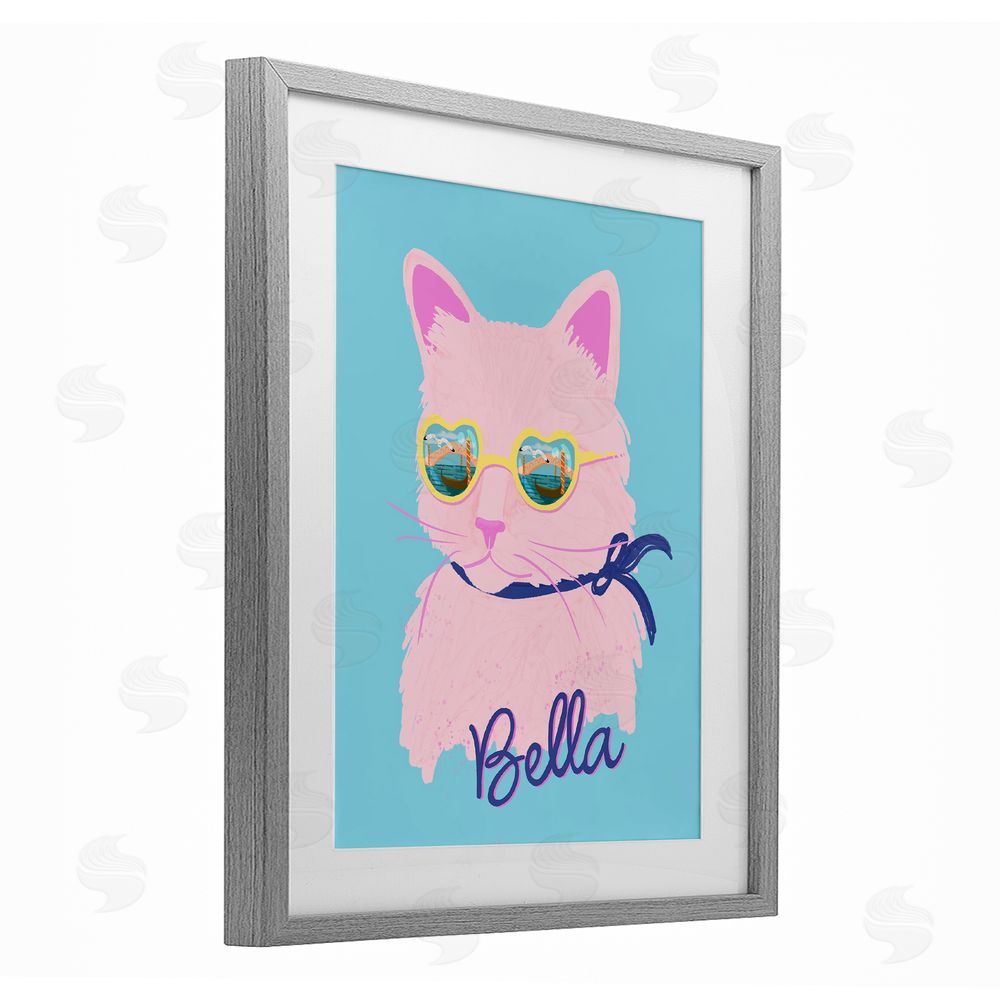Steffanie Pisula Cool Cat Bella Gray Framed Print Under Glass Wall Art