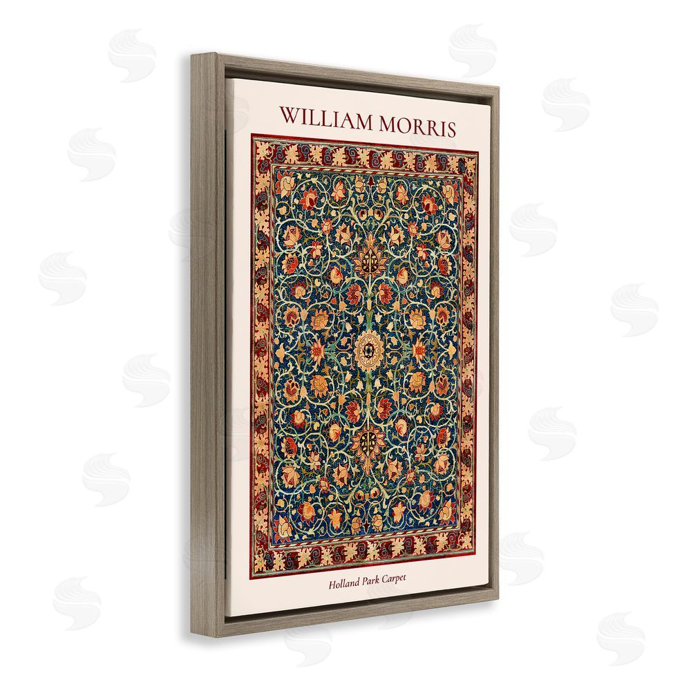 Vintage Hustle Holland Park William Morris Design Brown Floating Frame Canvas Wall Art Print