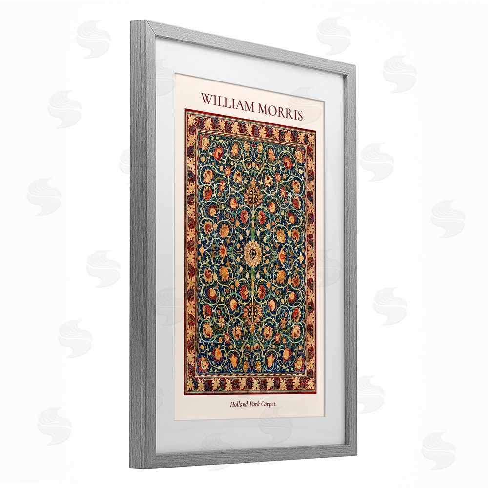 Vintage Hustle Holland Park William Morris Design Gray Framed Print Under Glass Wall Art
