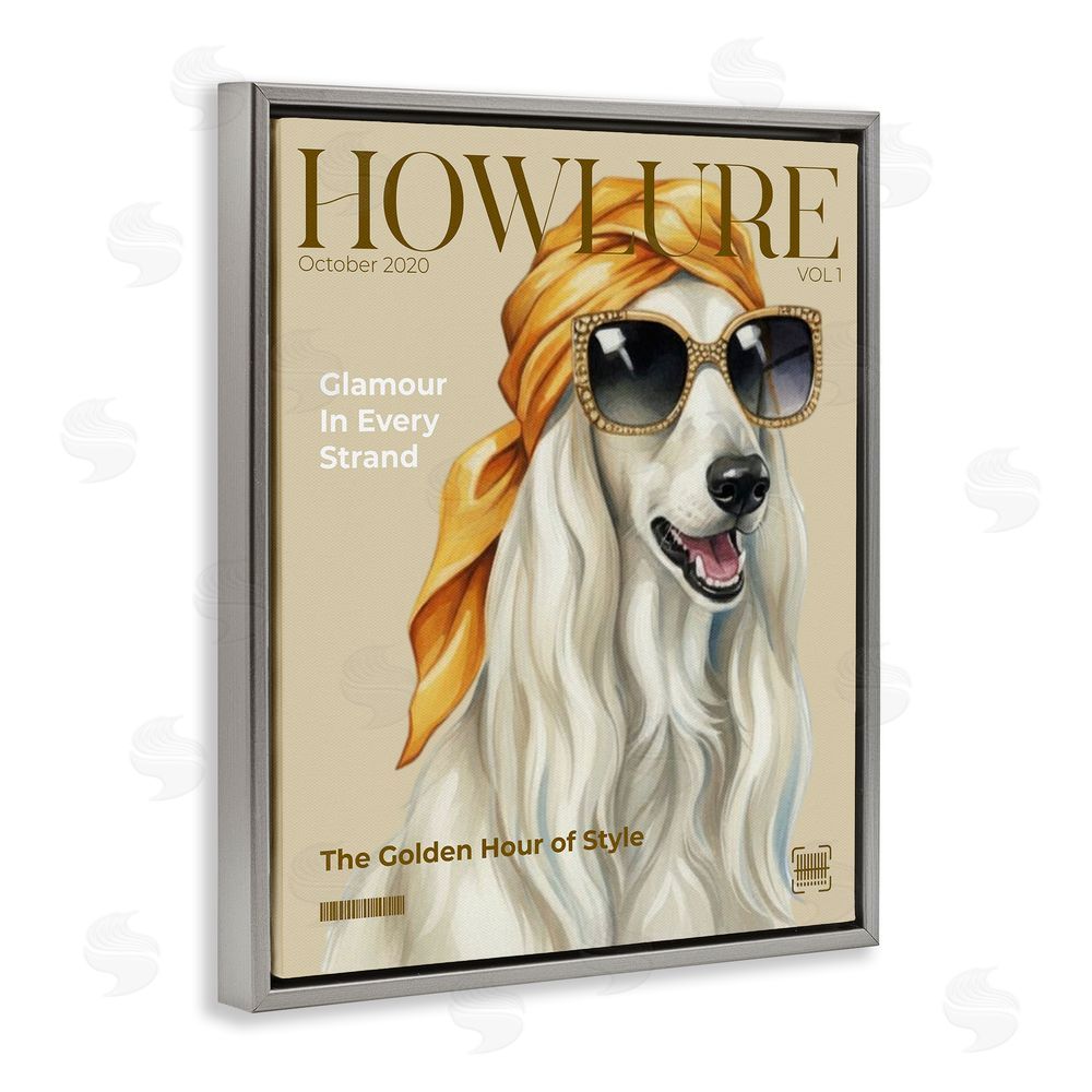 A Barefoot Stylist Howlure Dog Fashion Magazine Gray Floating Frame Canvas Wall Art Print