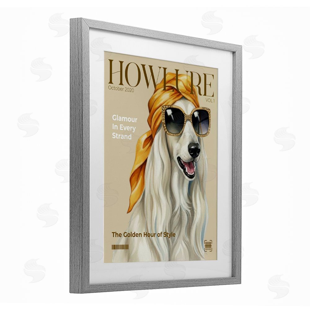 A Barefoot Stylist Howlure Dog Fashion Magazine Gray Framed Print Under Glass Wall Art