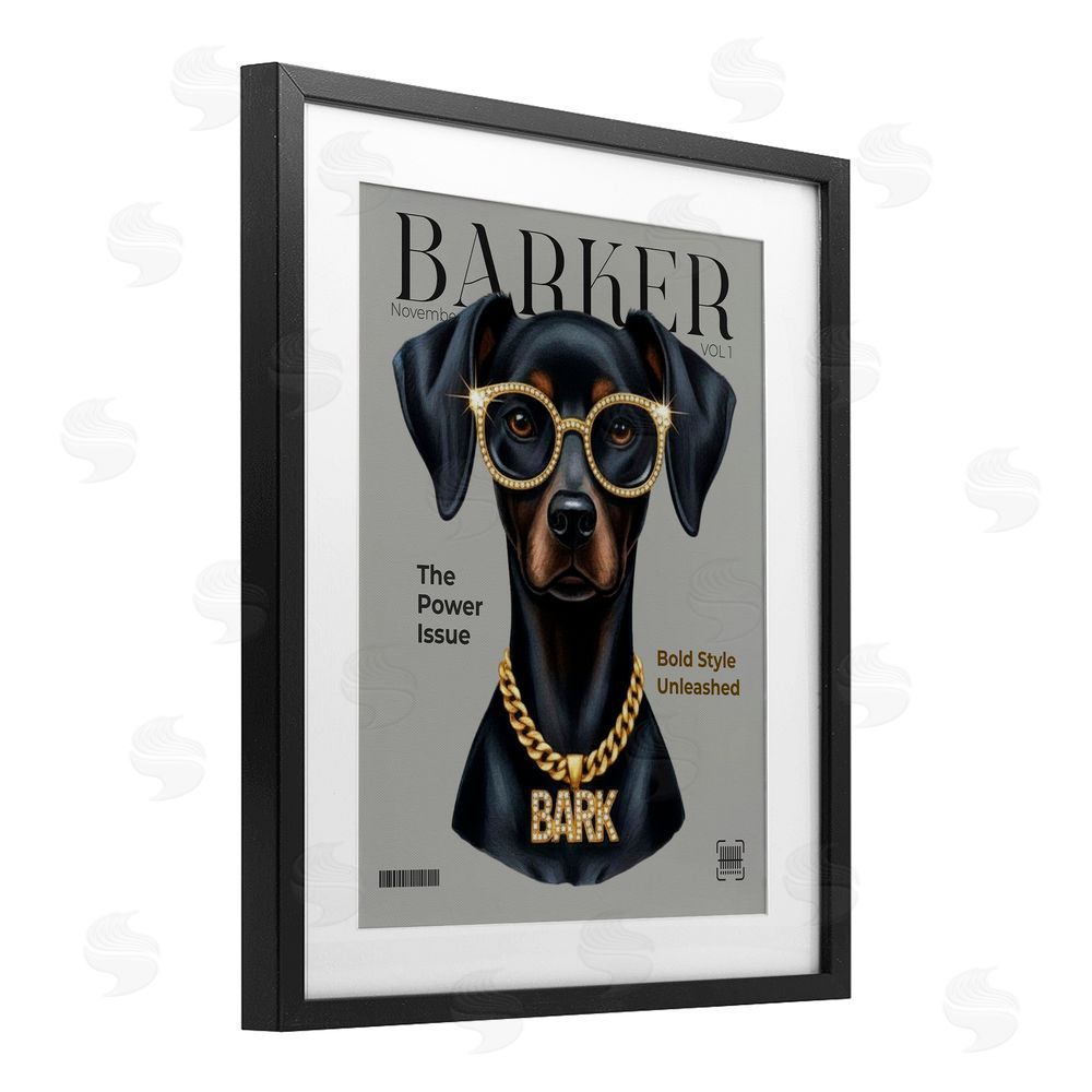 A Barefoot Stylist Barker Dog Fashion Magazine Black Framed Print Under Glass Wall Art