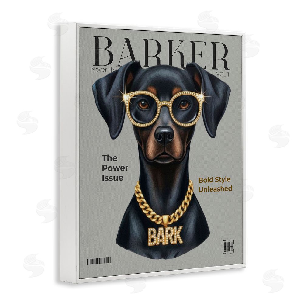 A Barefoot Stylist Barker Dog Fashion Magazine White Framed Giclee Wall Art Print