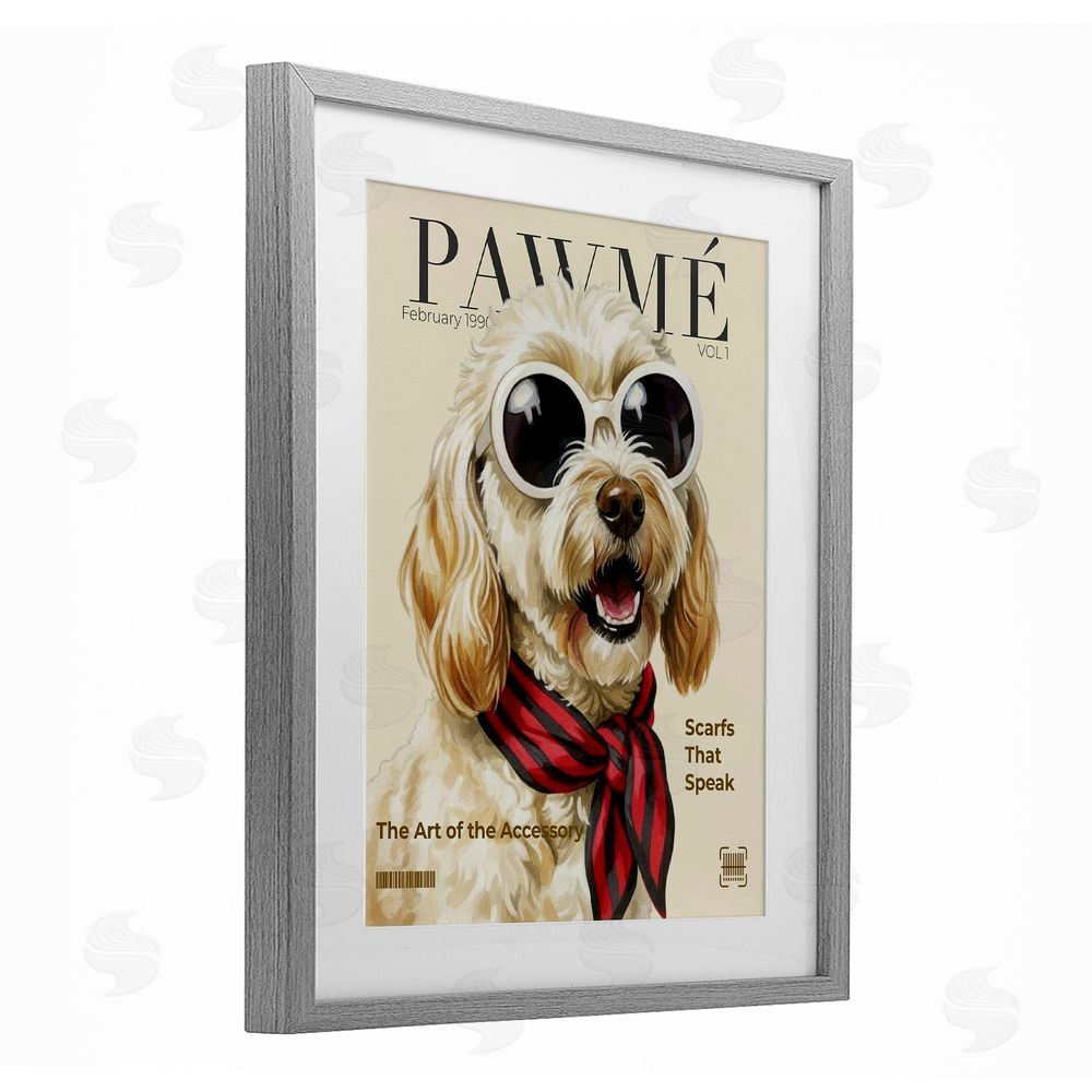 A Barefoot Stylist Pawme Dog Fashion Magazine Gray Framed Print Under Glass Wall Art