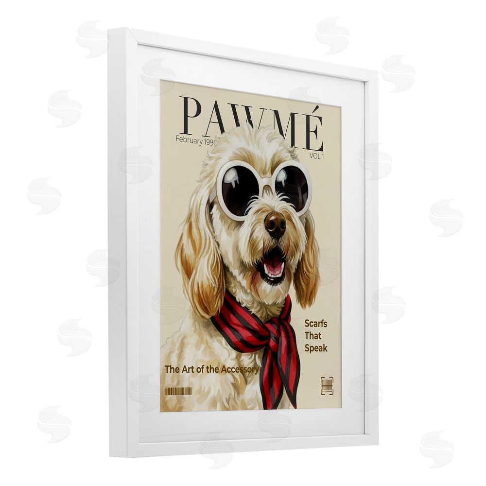 A Barefoot Stylist Pawme Dog Fashion Magazine White Framed Print Under Glass Wall Art