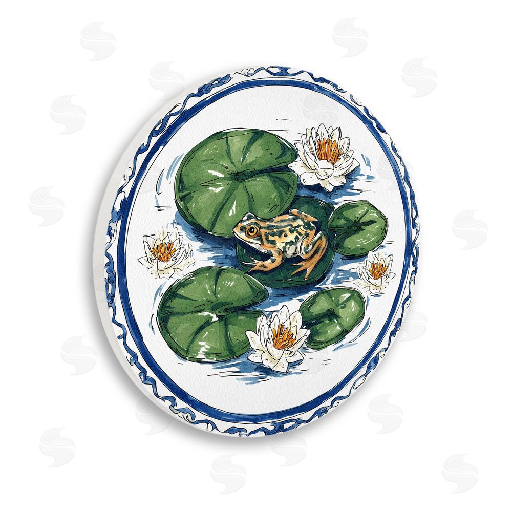 Yen Frog On Lily Pad Wooden Wall Plaque Art Print