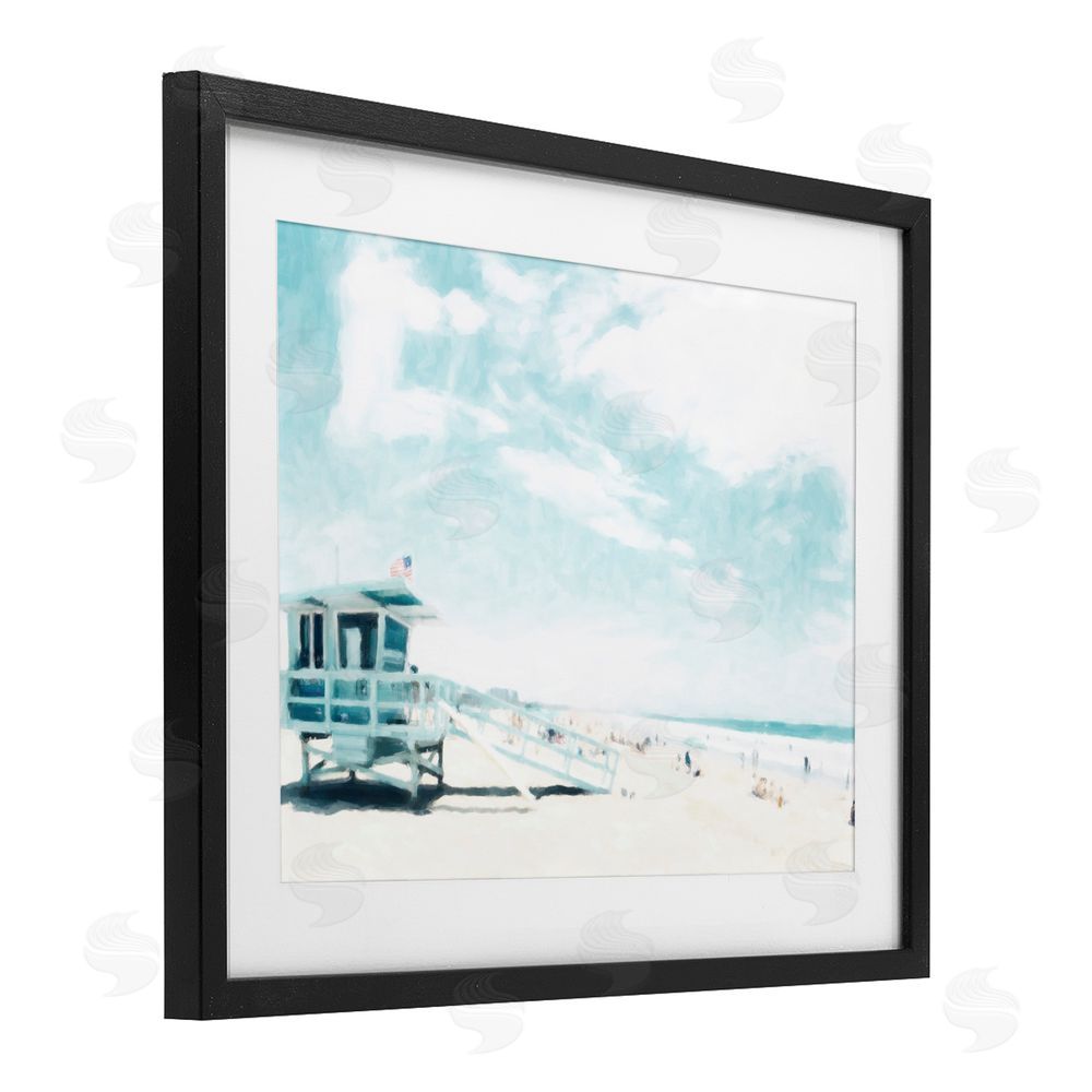 Kim Curinga Blue Beach Station Black Framed Print Under Glass Wall Art