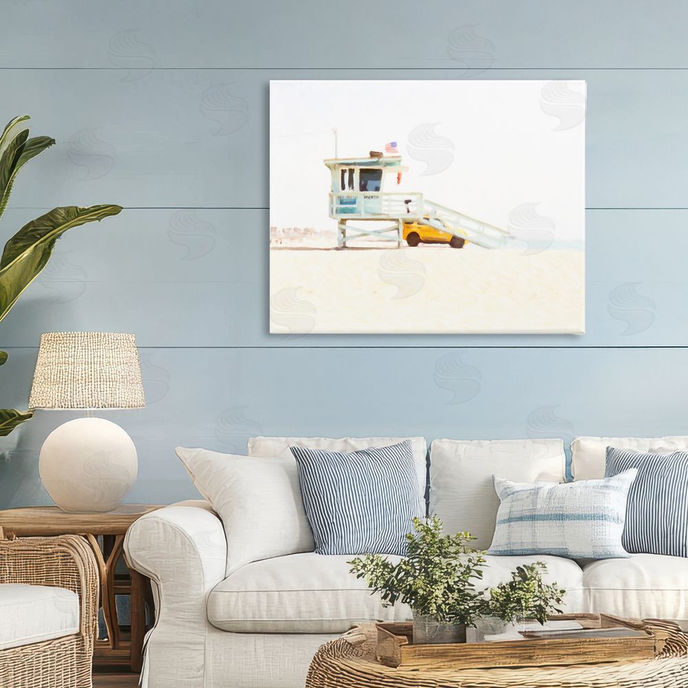 Kim Curinga Soft Light Lifeguard Station Stretched Canvas Wall Art in Room