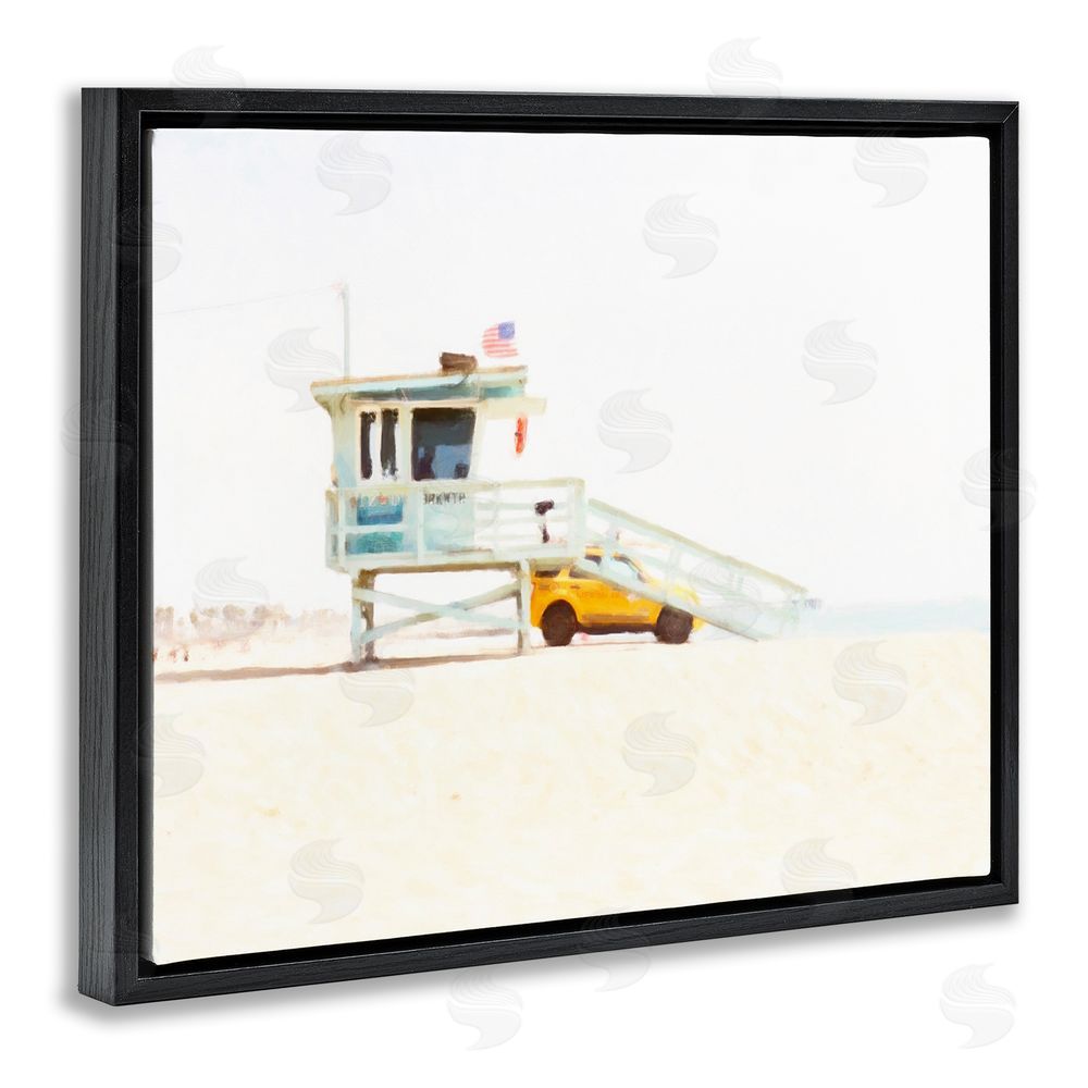Kim Curinga Soft Light Lifeguard Station Black Floating Frame Canvas Wall Art Print